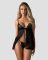 Сорочка бебі-дол Obsessive Blomentis babydoll & thong, XS/S, мереживний ліф, стрінги в комплекті