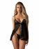 Сорочка бебі-дол Obsessive Blomentis babydoll & thong, XS/S, мереживний ліф, стрінги в комплекті
