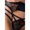 Комплект білизни Passion Exclusive FLORIS SET L/XL, black, ліф, трусики, пояс для панчіх