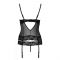 Корсет з відкритими грудьми Passion Exclusive NORTH CORSET L/XL, black, пажі, трусики, шнурівка