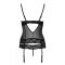 Корсет з відкритими грудьми Passion Exclusive NORTH CORSET XXL/XXXL, black, пажі, трусики, шнурівка