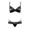Комплект білизни Passion Exclusive NORTH SET L/XL, black, ліф і трусики з елементами під латекс