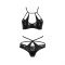 Комплект белья Passion Exclusive NAVEL SET S/M, black, трусики и лиф с элементами под латекс