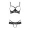 Комплект білизни Passion Exclusive SARIA SET OpenBra L/XL, black, стрепи, відкритий ліф, стрінги