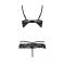 Комплект білизни Passion Exclusive SARIA SET OpenBra L/XL, black, стрепи, відкритий ліф, стрінги