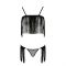 Комплект білизни Passion Exclusive KASSANDRA SET OpenBra L/XL black, ліф з бахроми, трусики-спідниця