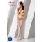 Еротичні колготки-бодістокінг Passion S004 white, імітація високих панчіх та тоненького пояска