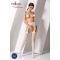 Сітчасті панчохи-стокінги Passion S020 One Size, White, ажурний візерунок, імітація пояса з гартерам