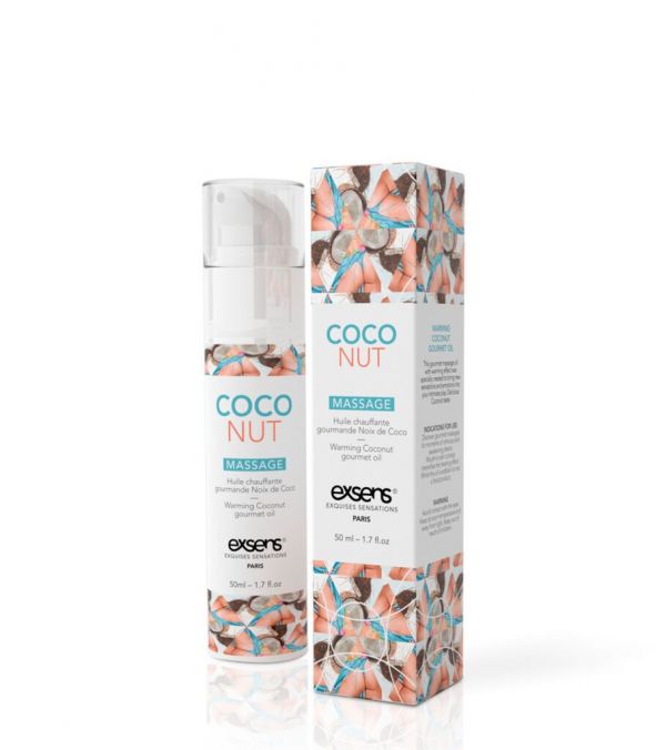Масажна олія EXSENS Coconut 50 мл розігрівальна, без цукру, без парабенів, їстівна