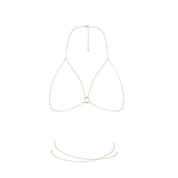 Ланцюжок портупея Bijoux Indiscrets Magnifique Bra Chain - Gold, прикраса на тіло