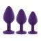 Набір силіконових анальних пробок із кристалом Rianne S: Booty Plug Set Purple, діаметр 3,2см, 3,5см, 4,2см