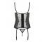 Корсет з підв'язками, стрінги Passion LOVELIA CORSET L/XL, black