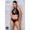 Комплект з еко-шкіри Passion NANCY BIKINI L/XL, black, бра та трусики з імітацією шнурівки