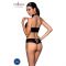 Комплект з еко-шкіри Passion NANCY BIKINI L/XL, black, бра та трусики з імітацією шнурівки