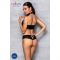Комплект з еко-шкіри Passion NANCY BIKINI L/XL, black, бра та трусики з імітацією шнурівки