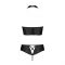Комплект з еко-шкіри Passion NANCY BIKINI XXL/XXXL, black, бра та трусики з імітацією шнурівки