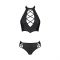 Комплект з еко-шкіри Passion NANCY BIKINI XXL/XXXL, black, бра та трусики з імітацією шнурівки