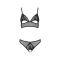 Комплект бралет з ажурним ліфом та відкритими трусиками Passion CHRISTA SET Open Bra XXL/XXXL black