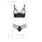 Комплект з екошкіри з люверсами та ремінцями Passion MALWIA BIKINI L/XL, black, бра та трусики