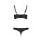 Комплект з екошкіри з люверсами та ремінцями Passion MALWIA BIKINI L/XL, black, бра та трусики