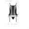 Сітчастий корсет з люверсами та знімними пажами Passion MALWIA CORSET L/XL black, екошкіра, стрінги
