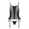 Сітчастий корсет з люверсами і знімними пажами Passion MALWIA CORSET 2XL/3XL black екошкіра, стрінги