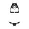 Комплект відкритий топ та трусики з екошкіри з люверсами Passion MALWIA SET with Open Bra L/XL black