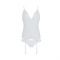 Корсет із пажами, трусики з ажурним декором та відкритим кроком Passion URSULA CORSET L/XL, white