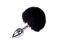 Металева анальна пробка Кролячий хвостик Alive Fluffy Plug S Black, діаметр 2,8 см