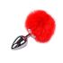 Металева анальна пробка Кролячий хвостик Alive Fluffy Plug L Red, діаметр 3,9 см
