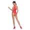 Бодістокінг з доступом Passion BS086 red, вертикальна сітка, виріз на спинці