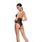 Бодістокінг з декольте Passion BS088 black, імітація корсетної шнурівки