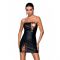 Мінісукня з екошкіри Passion CELINE CHEMISE L/XL, black, шнурівка, трусики в комплекті