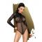 Боді Penthouse Spicy Whisper XL Black, імітація топу з довгими рукавами, закрите декольте