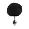 Металева анальна пробка М Art of Sex - Metal Butt plug Rabbit Tail Black, діаметр 3,4 см