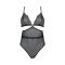 Боді Passion AMBERLY BODY 6XL/7XL black, асиметричний крій, мереживний ліф, золота нитка
