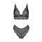Комплект білизни Passion AMBERLY SET 6XL/7XL black, ліф, трусики бразиліана, люрексова нитка