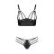 Комплект з екошкіри Passion MALWIA BIKINI 6XL/7XL black, з люверсами та ремінцями, бра, трусики