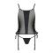Сітчастий корсет з екошкіри Passion MALWIA CORSET 4XL/5XL black, з люверсами та знімними пажами