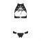 Комплект із екошкіри Passion MALWIA SET with Open Bra 6XL/7XL black, топ та трусики з люверсами
