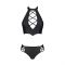 Комплект з екошкіри Passion NANCY BIKINI 6XL/7XL black, бра та трусики з імітацією шнурівки