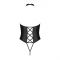 Боді з екошкіри Passion NANCY BODY 6XL/7XL black, з імітацією шнурівки та відкритим доступом