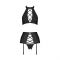 Комплект з екошкіри Passion NANCY SET 4XL/5XL black, імітація шнурівки, топ, пояс для панчіх