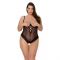 Боді Passion Exclusive NORTH BODY 4XL/5XL black, відкриті груди, з доступом, вініл та мережива