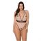 Боді Passion VIENA BODY 6XL/7XL, beige, контрастне, бантики, вставка-сітка, відкриті сідниці