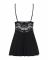 Сатиновий пеньюар із мереживом Obsessive 810-BAB-1 babydoll & thong S/M, чорний, пеньюар, танга