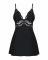 Сатиновий пеньюар із мереживом Obsessive 810-BAB-1 babydoll & thong S/M, чорний, пеньюар, танга