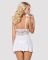 Сатиновий пеньюар із мереживом Obsessive 810-BAB-2 babydoll & thong S/M, білий, пеньюар, танга
