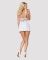 Сатиновий пеньюар з мереживом Obsessive 810-BAB-2 babydoll & thong L/XL, білий, пеньюар, танга