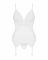 Сатиновий мереживний корсет Obsessive 810-COR-2 babydoll & thong S/M, білий, корсет, танга